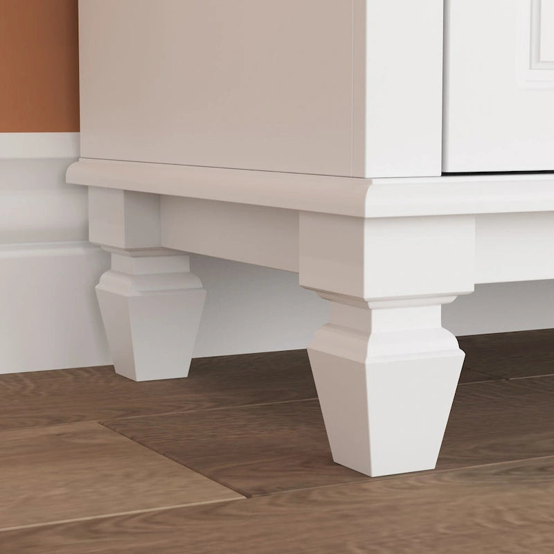 Commode blanche à 6 tiroirs avec poignées métalliques pour rangement de chambre à coucher