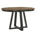 Table de comptoir ronde extensible avec piètement tréteau, brun brossé et pacanier