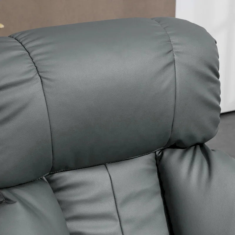 Fauteuil de relaxation en PU avec base pivotante et repose-pieds, gris et bleu