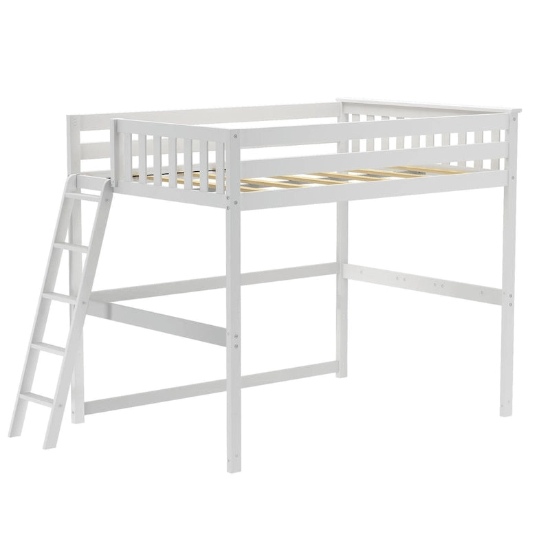 Lit mezzanine pleine grandeur avec échelle en bout en bois massif Noyer pacanier argile