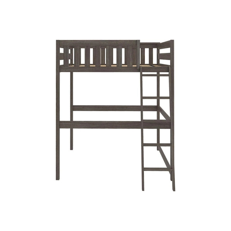 Lit mezzanine pleine grandeur avec échelle en bout en bois massif Noyer pacanier argile