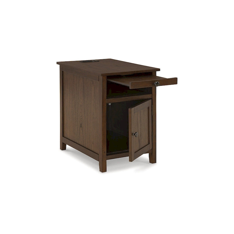 Table d'appoint de style Shaker avec armoire de rangement et port de chargement USB