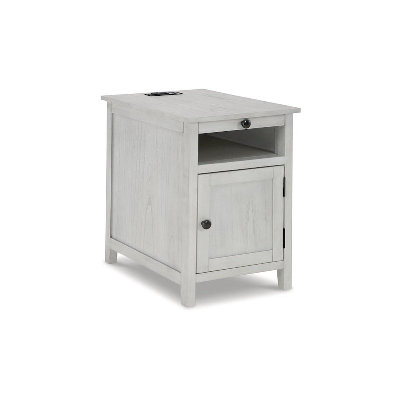 Table d'appoint de style Shaker avec armoire de rangement et port de chargement USB