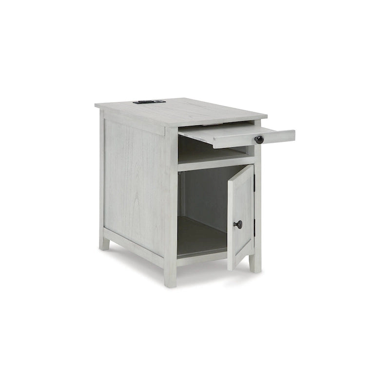 Table d'appoint de style Shaker avec armoire de rangement et port de chargement USB