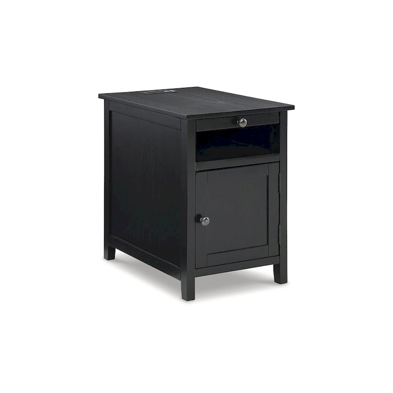 Table d'appoint de style Shaker avec armoire de rangement et port de chargement USB