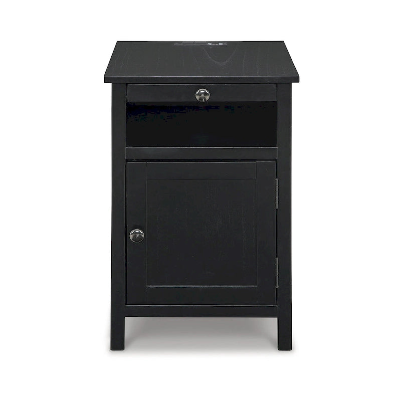 Table d'appoint de style Shaker avec armoire de rangement et port de chargement USB