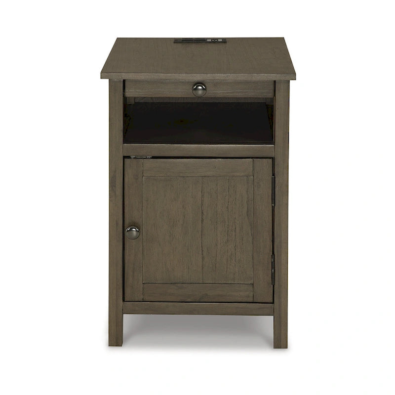 Table d'appoint de style Shaker avec armoire de rangement et port de chargement USB