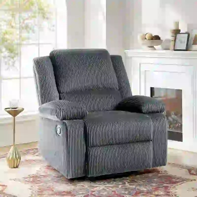 Fauteuil inclinable manuel à pousser en similicuir et velours côtelé
