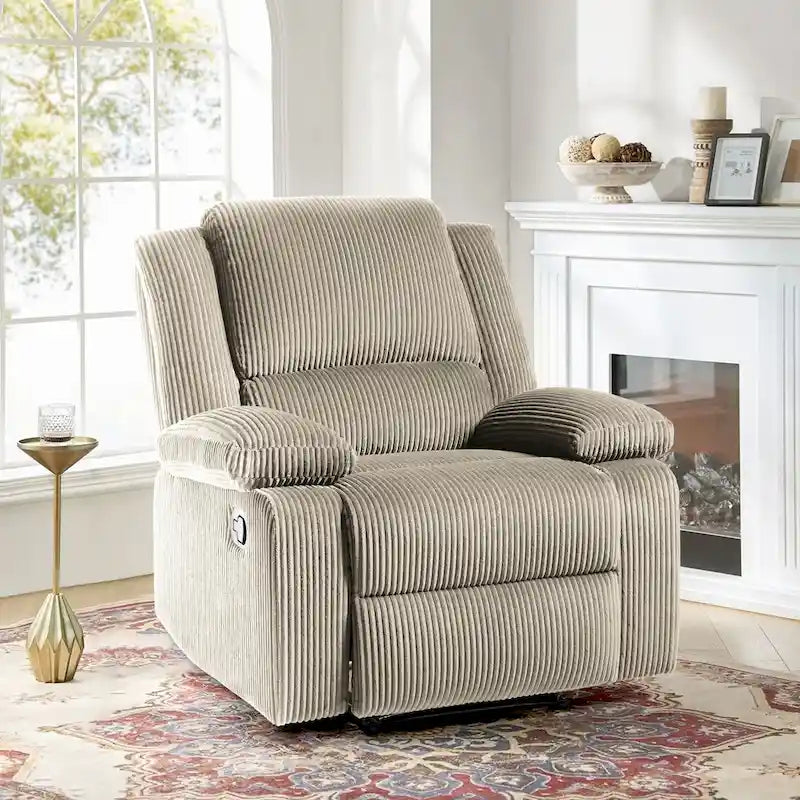 Fauteuil inclinable manuel à pousser en similicuir et velours côtelé