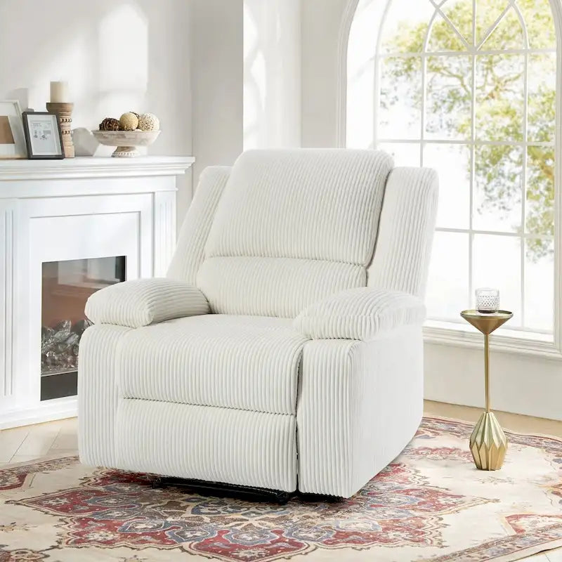 Fauteuil inclinable manuel à pousser en similicuir et velours côtelé