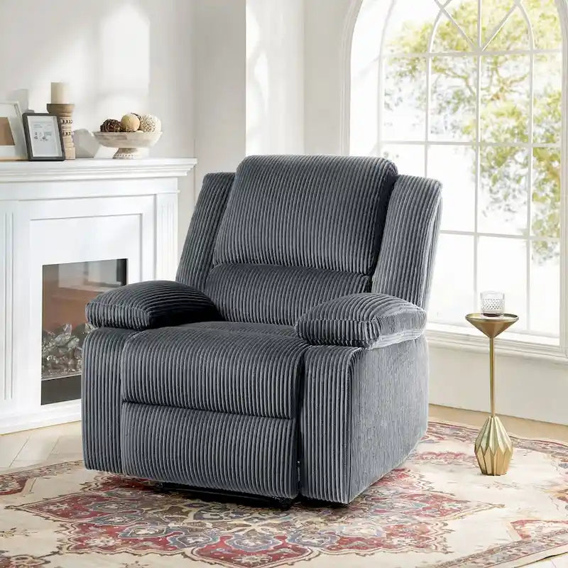 Fauteuil inclinable manuel à pousser en similicuir et velours côtelé