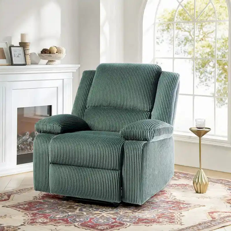 Fauteuil inclinable manuel à pousser en similicuir et velours côtelé