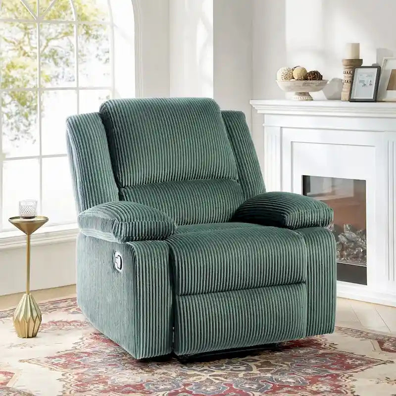 Fauteuil inclinable manuel à pousser en similicuir et velours côtelé