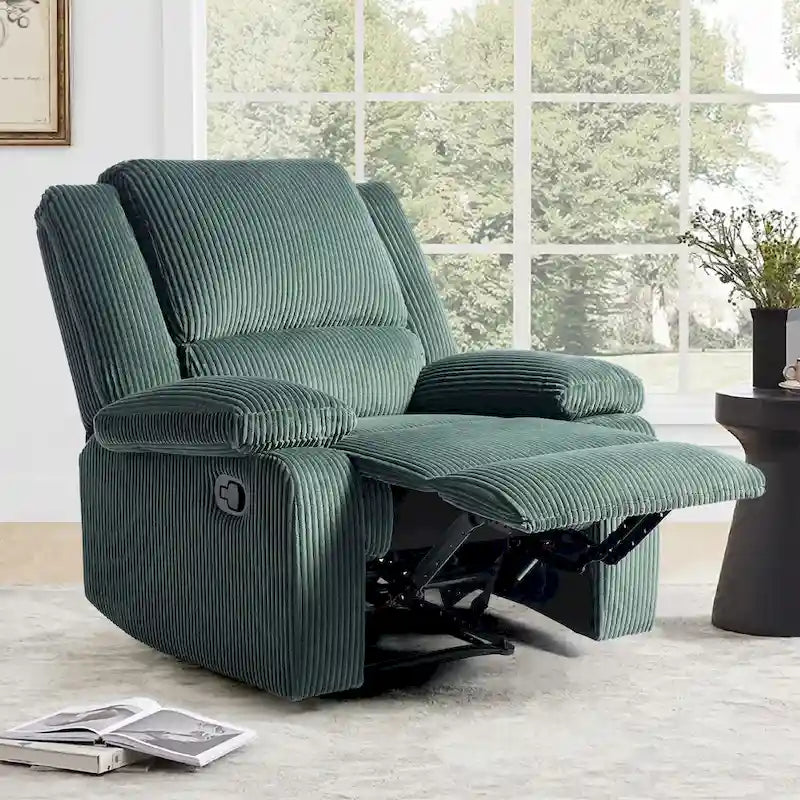 Fauteuil inclinable manuel à pousser en similicuir et velours côtelé