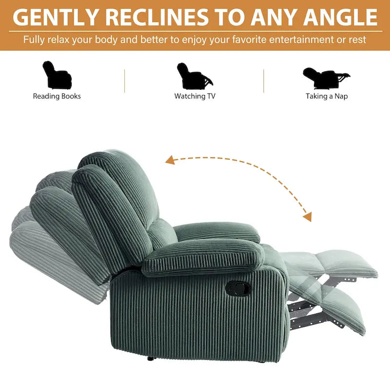 Fauteuil inclinable manuel à pousser en similicuir et velours côtelé