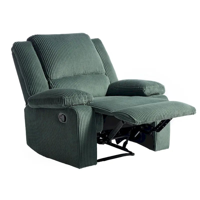 Fauteuil inclinable manuel à pousser en similicuir et velours côtelé