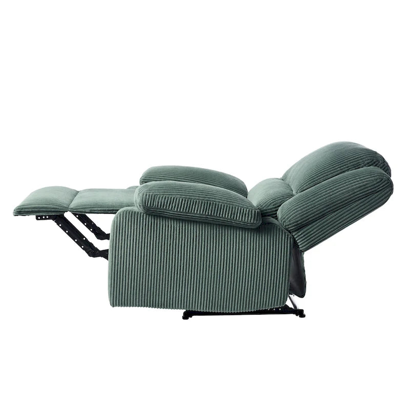 Fauteuil inclinable manuel à pousser en similicuir et velours côtelé