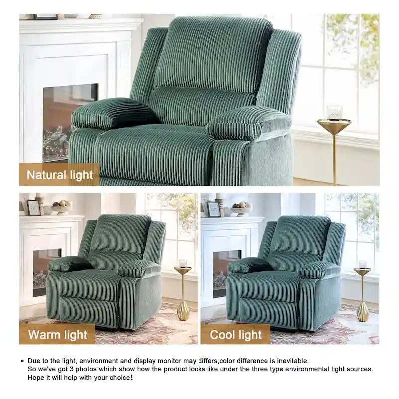Fauteuil inclinable manuel à pousser en similicuir et velours côtelé