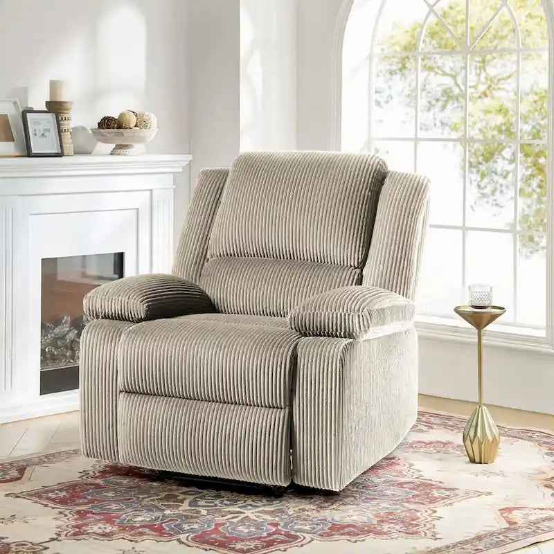 Fauteuil inclinable manuel à pousser en similicuir et velours côtelé