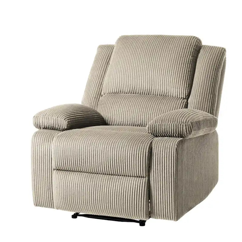Fauteuil inclinable manuel à pousser en similicuir et velours côtelé