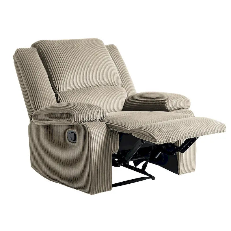 Fauteuil inclinable manuel à pousser en similicuir et velours côtelé