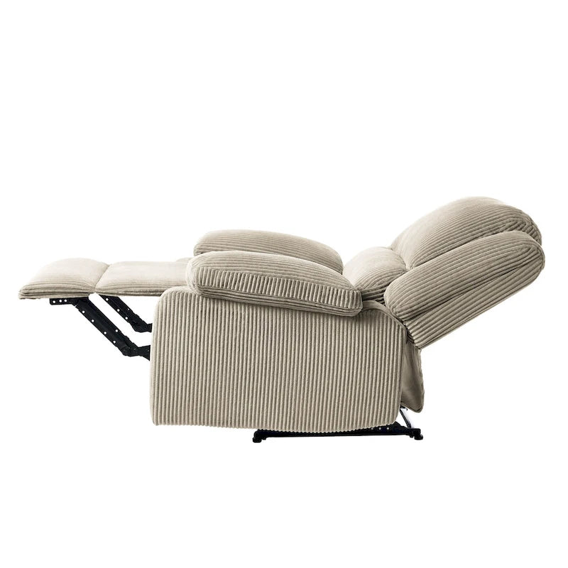 Fauteuil inclinable manuel à pousser en similicuir et velours côtelé