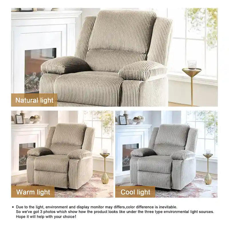 Fauteuil inclinable manuel à pousser en similicuir et velours côtelé
