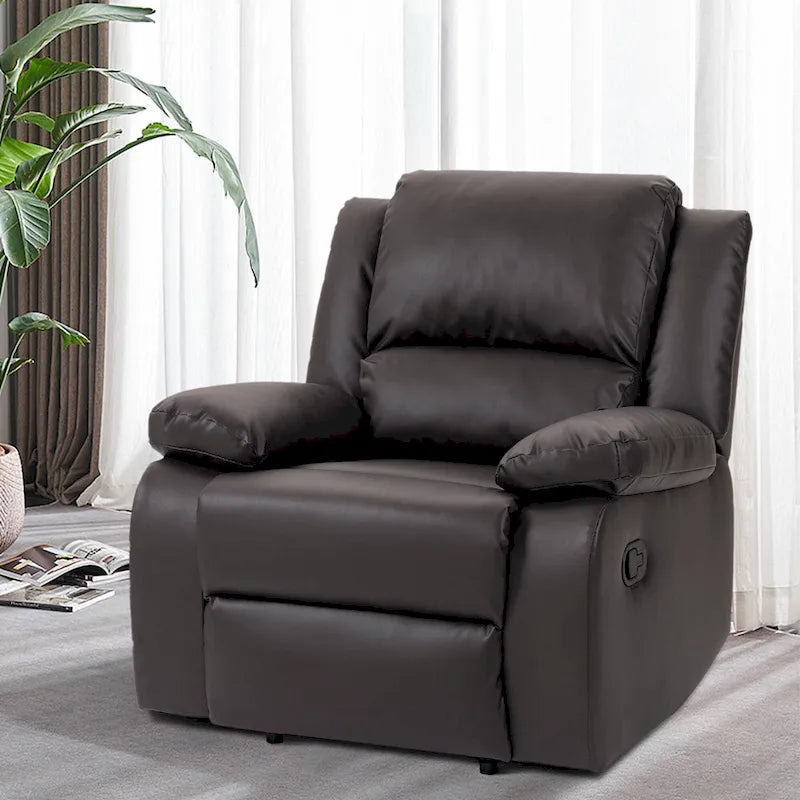 Fauteuil inclinable manuel à pousser en similicuir et velours côtelé