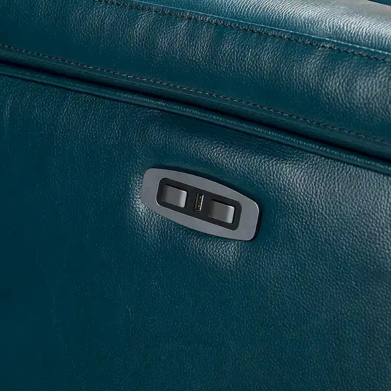 Fauteuil inclinable électrique en cuir véritable avec port USB et repose-pieds escamotable