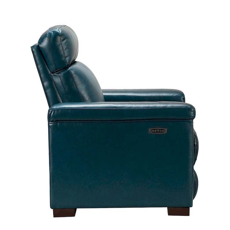 Fauteuil inclinable électrique en cuir véritable avec port USB et repose-pieds escamotable