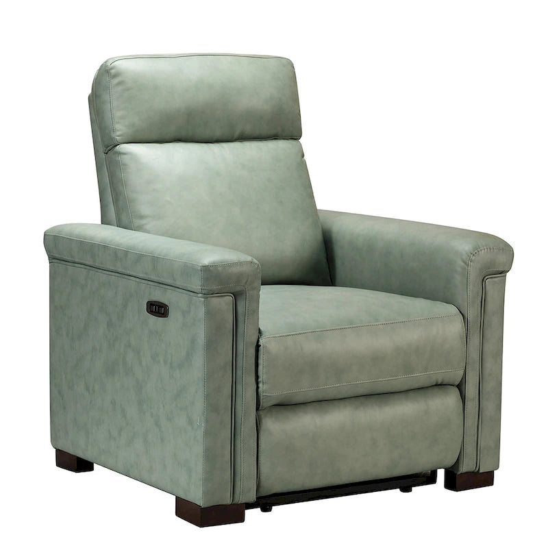 Fauteuil inclinable électrique en cuir véritable avec port USB et repose-pieds escamotable