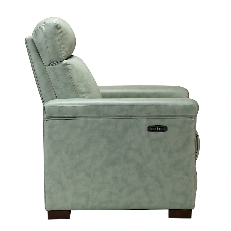 Fauteuil inclinable électrique en cuir véritable avec port USB et repose-pieds escamotable
