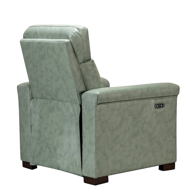 Fauteuil inclinable électrique en cuir véritable avec port USB et repose-pieds escamotable