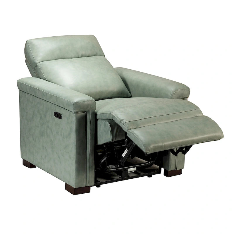 Fauteuil inclinable électrique en cuir véritable avec port USB et repose-pieds escamotable
