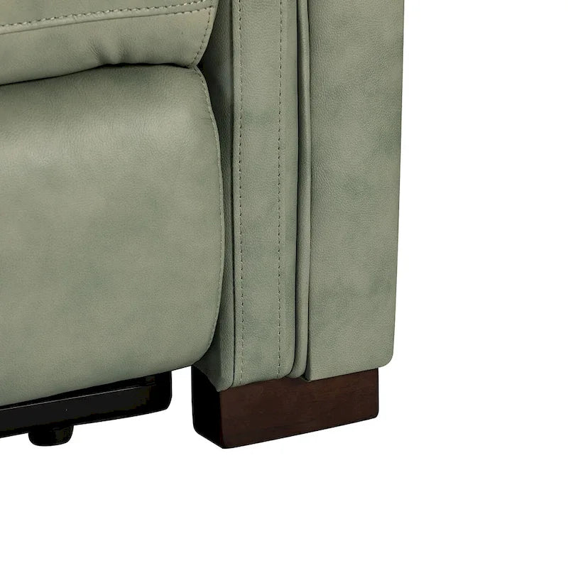 Fauteuil inclinable électrique en cuir véritable avec port USB et repose-pieds escamotable