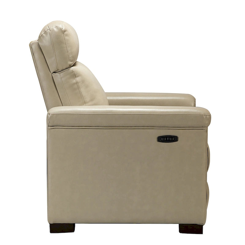 Fauteuil inclinable électrique en cuir véritable avec port USB et repose-pieds escamotable