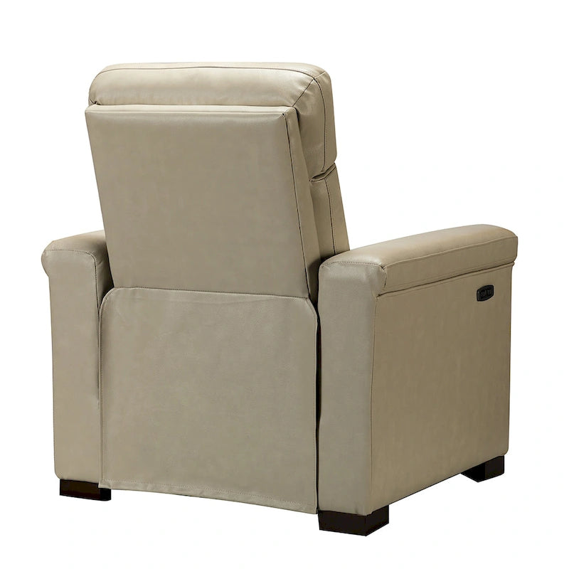 Fauteuil inclinable électrique en cuir véritable avec port USB et repose-pieds escamotable