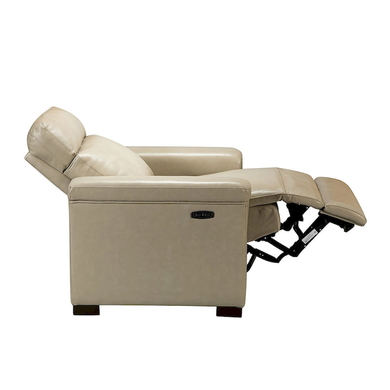 Fauteuil inclinable électrique en cuir véritable avec port USB et repose-pieds escamotable
