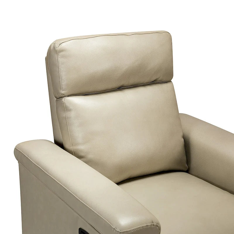 Fauteuil inclinable électrique en cuir véritable avec port USB et repose-pieds escamotable