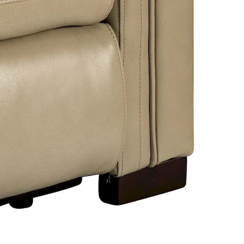 Fauteuil inclinable électrique en cuir véritable avec port USB et repose-pieds escamotable