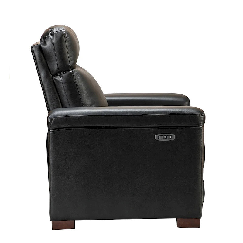 Fauteuil inclinable électrique en cuir véritable avec port USB et repose-pieds escamotable