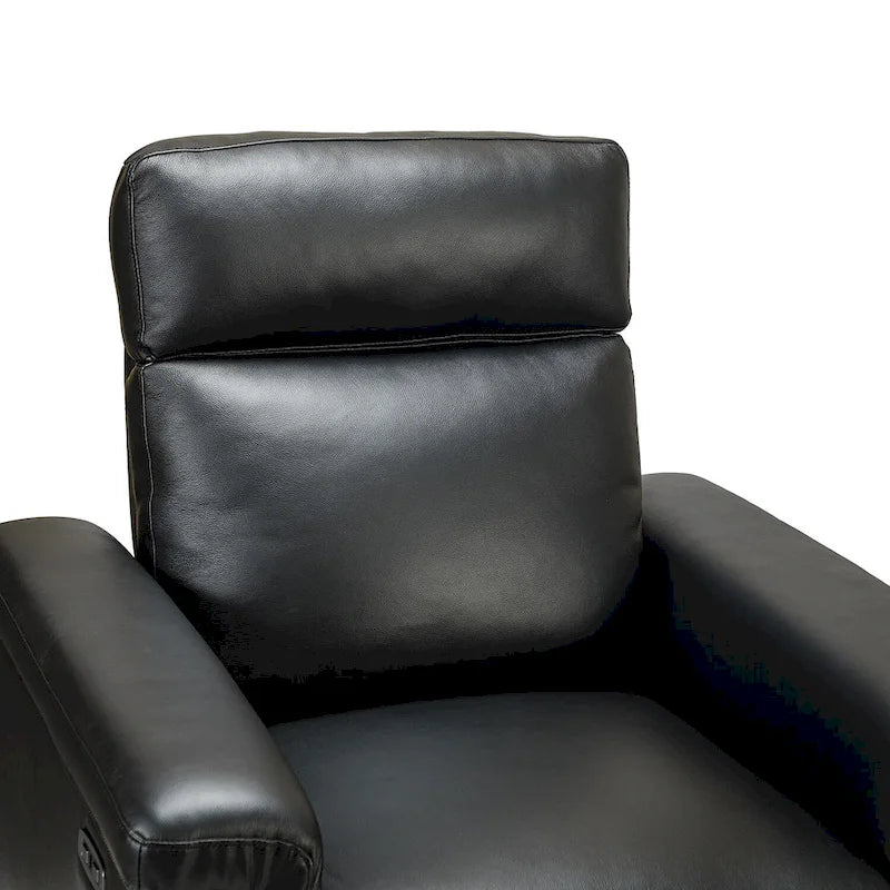 Fauteuil inclinable électrique en cuir véritable avec port USB et repose-pieds escamotable