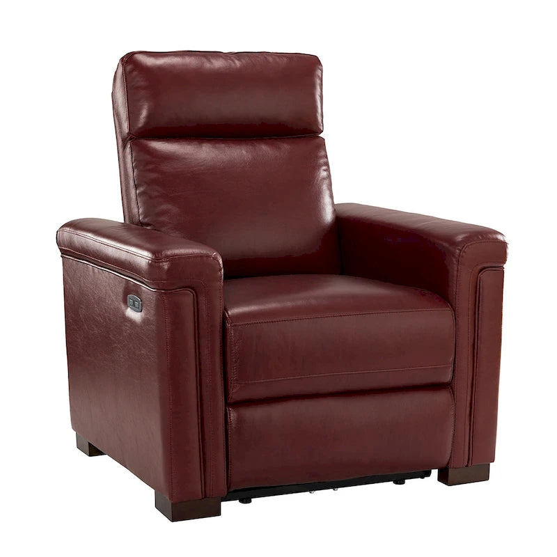 Fauteuil inclinable électrique en cuir véritable avec port USB et repose-pieds escamotable