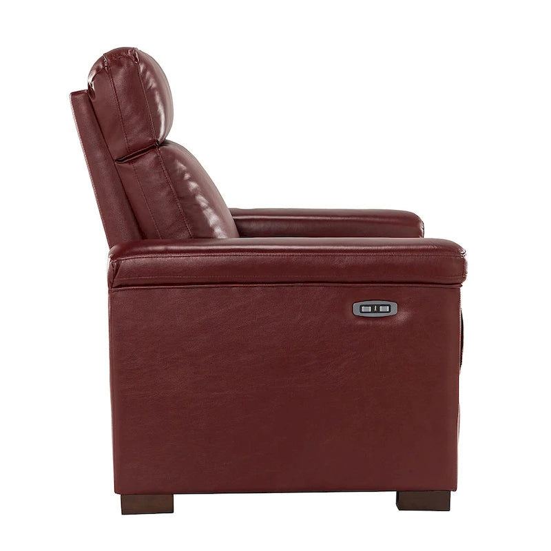 Fauteuil inclinable électrique en cuir véritable avec port USB et repose-pieds escamotable