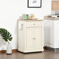 Dessertes de cuisine roulantes avec tiroir, armoire et porte-serviettes, blanc crème