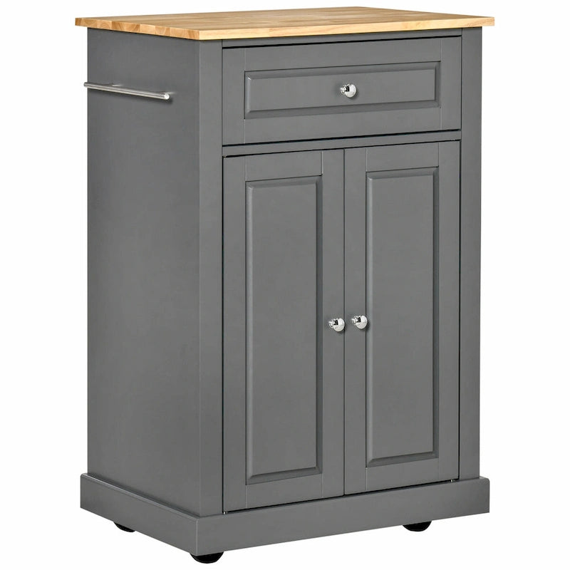 Dessertes de cuisine roulantes avec tiroir, armoire et porte-serviettes, blanc crème