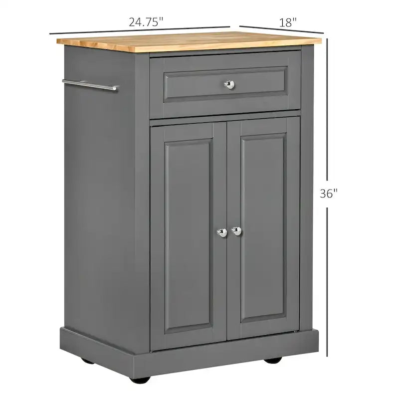 Dessertes de cuisine roulantes avec tiroir, armoire et porte-serviettes, blanc crème
