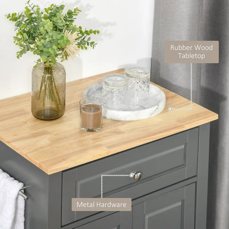 Dessertes de cuisine roulantes avec tiroir, armoire et porte-serviettes, blanc crème