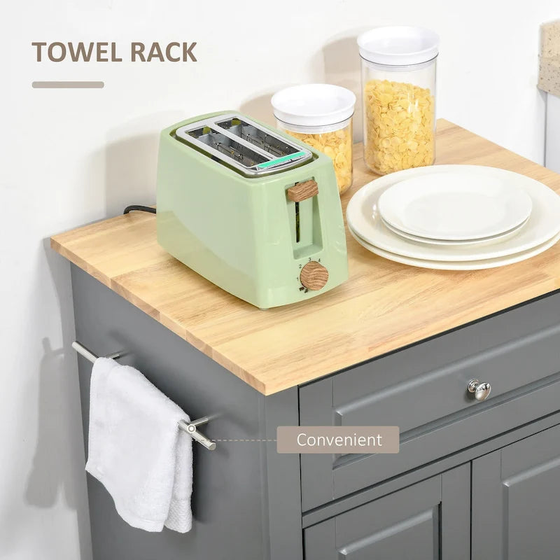 Dessertes de cuisine roulantes avec tiroir, armoire et porte-serviettes, blanc crème