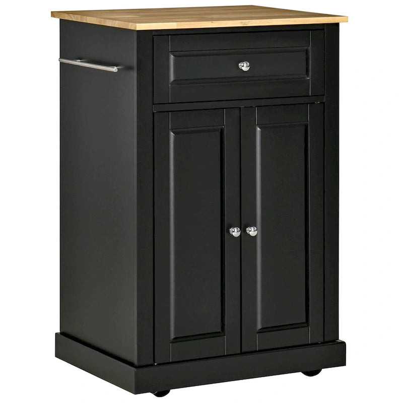 Dessertes de cuisine roulantes avec tiroir, armoire et porte-serviettes, blanc crème